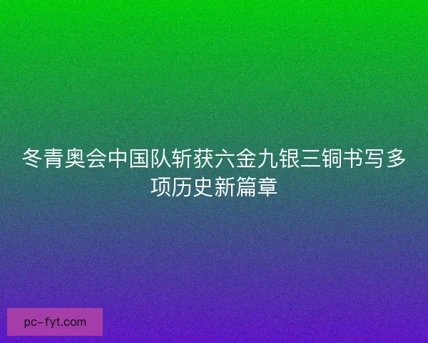 冬青奥会中国队斩获六金九银三铜书写多项历史新篇章