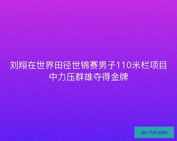 刘翔在世界田径世锦赛男子110米栏项目中力压群雄夺得金牌