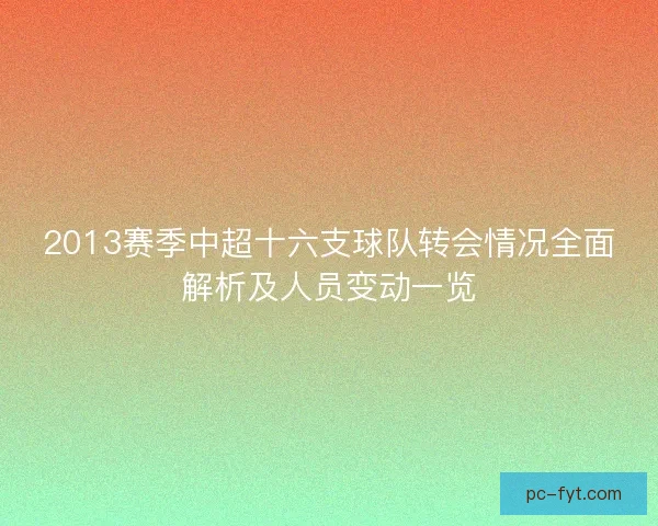 2013赛季中超十六支球队转会情况全面解析及人员变动一览